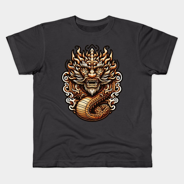 Wood Dragon 03 Kids T-Shirt by Houerd